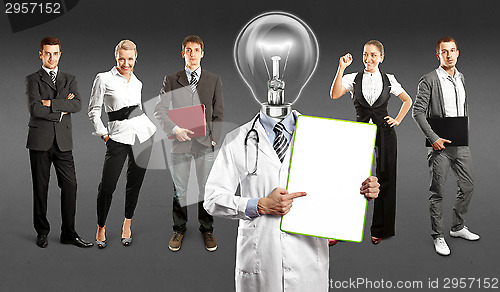 Image of Business Team With Lamp Head Doctor