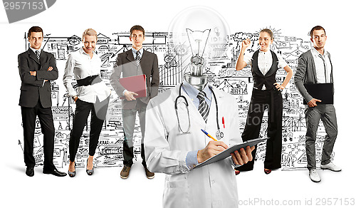 Image of Business Team With Lamp Head Doctor