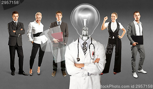 Image of Business Team With Lamp Head Doctor