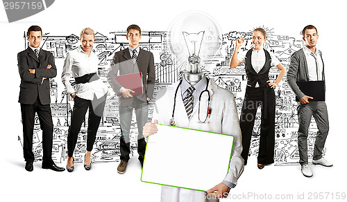 Image of Business Team With Lamp Head Doctor