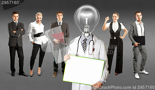 Image of Business Team With Lamp Head Doctor