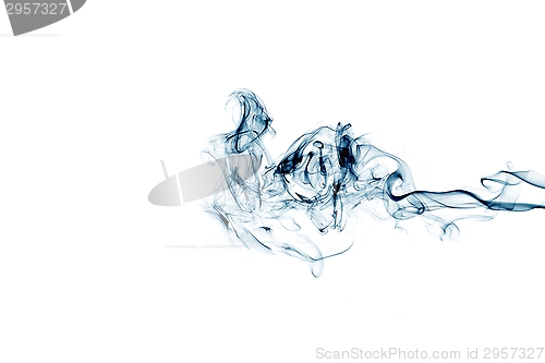 Image of Blue smoke on white background