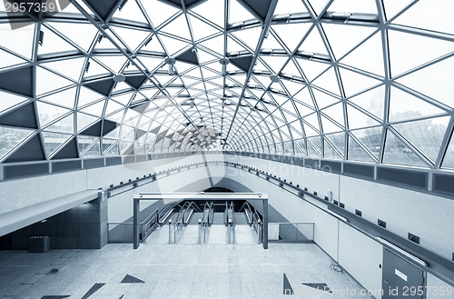 Image of Moving escalator in the business center