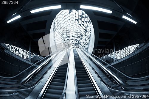 Image of Moving escalator in the business center