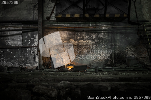 Image of Welding manwith sparks