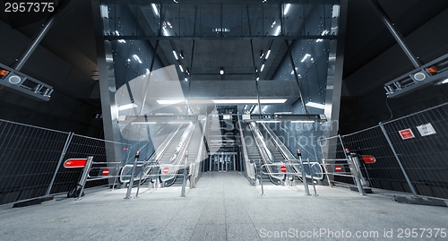 Image of Closed down escalator in the business center