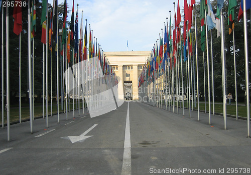 Image of Flags at the UN Headquarters in Geneva