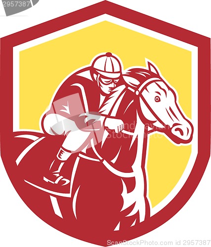 Image of Jockey Horse Racing Shield Retro