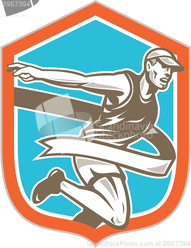Image of Marathon Runner Finish Line Shield Retro