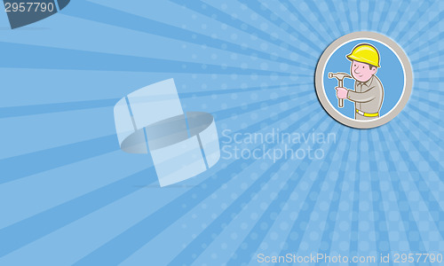 Image of Business card Carpenter Builder Hammer Circle Cartoon
