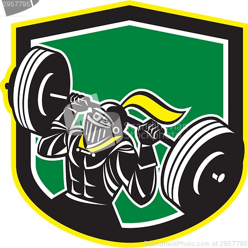 Image of Black Knight Lifting Barbell Shield Retro