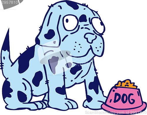 Image of Spotted Dog Food Bowl Cartoon