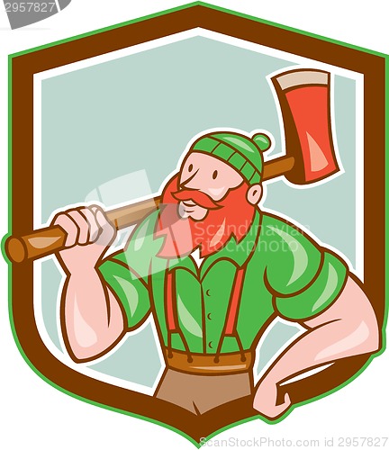 Image of Paul Bunyan LumberJack Shield Cartoon