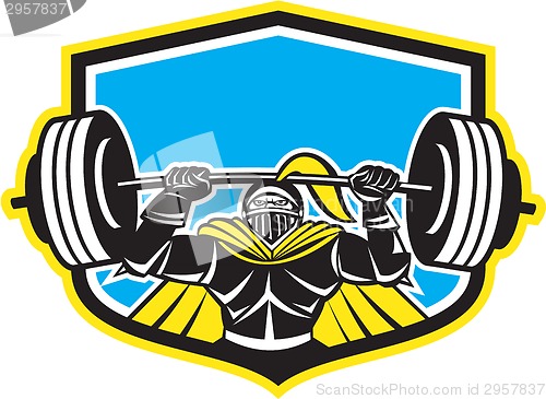 Image of Black Knight Lifting Barbell Front Shield Retro