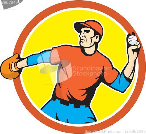 Image of Baseball Pitcher Outfielder Throwing Ball Cartoon