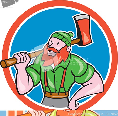 Image of Paul Bunyan LumberJack Circle Cartoon