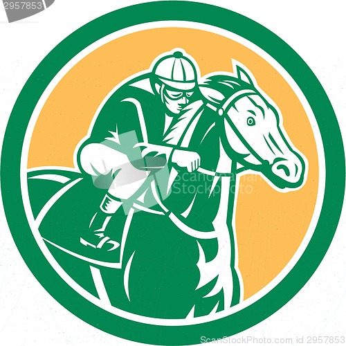 Image of Jockey Horse Racing Circle Retro
