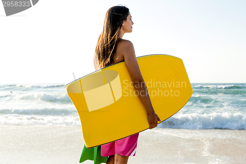 Image of Girl with her bodyboard