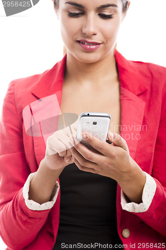 Image of Business woman sending sms