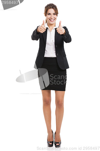 Image of Business woman with thumbs up