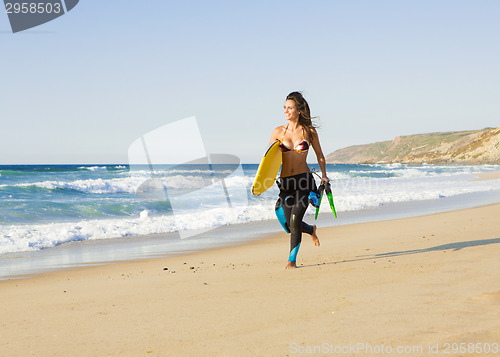 Image of Girl with her bodyboard