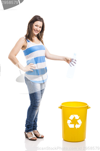 Image of Beautiful young recycling
