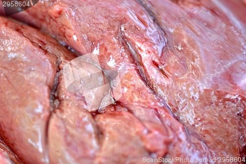 Image of macro raw liver with blood