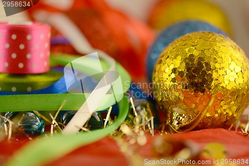 Image of Christmas ball, new year invitation card