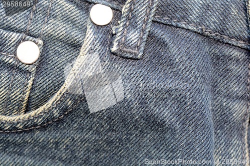 Image of Denim Pocket Closeup ; texture background of jeans and pockets