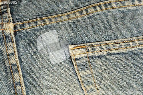 Image of Blue jeans pocket.