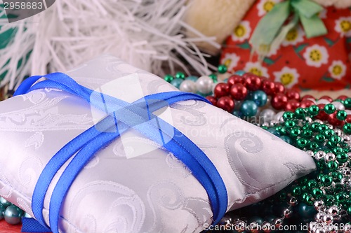 Image of Elegant christmas background with new year decorations