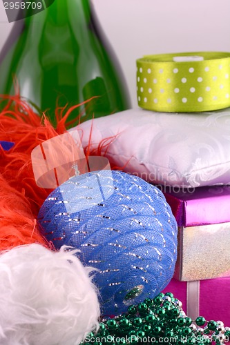 Image of christmas balls set, new year holiday card