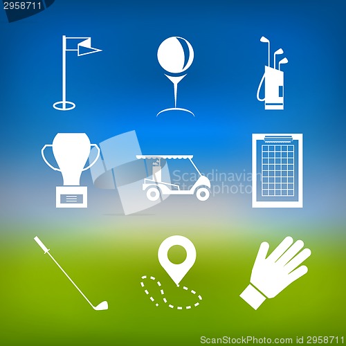 Image of White vector icons for golf