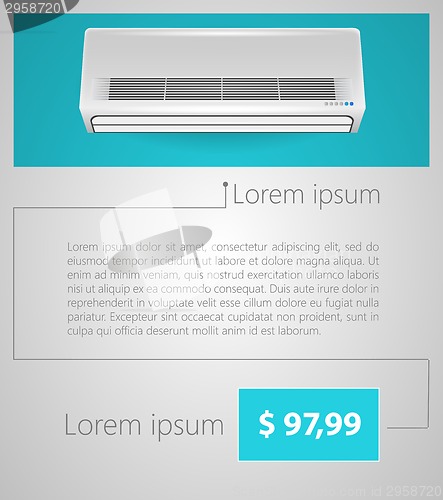 Image of Flat vector minimalist template business design. Air conditioner.