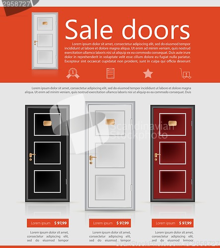 Image of Flat vector minimalist template business design. Doors.