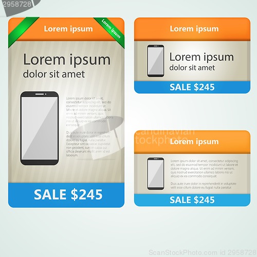 Image of Colored vector banners selling phones