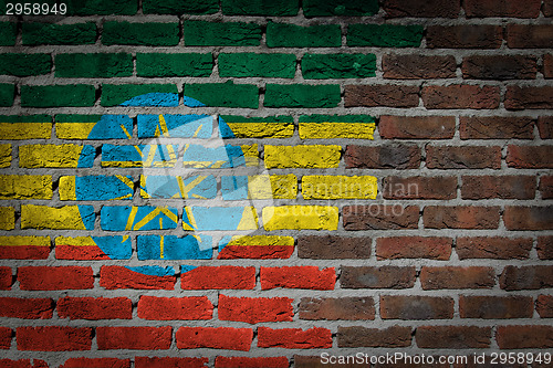 Image of Brick wall texture with flag