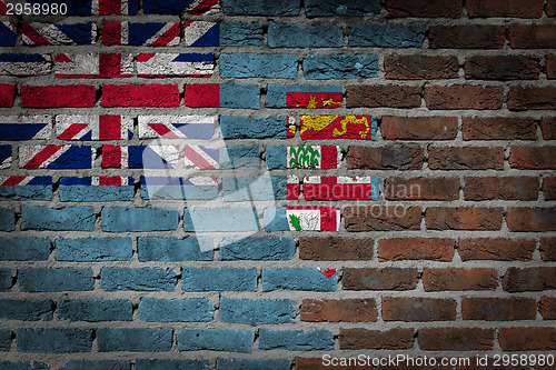 Image of Brick wall texture with flag
