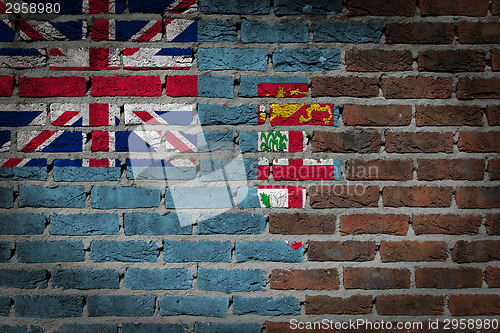 Image of Brick wall texture with flag