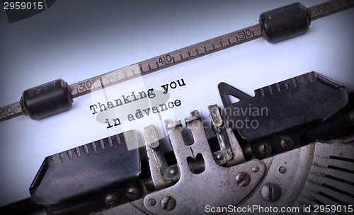 Image of Vintage inscription made by old typewriter