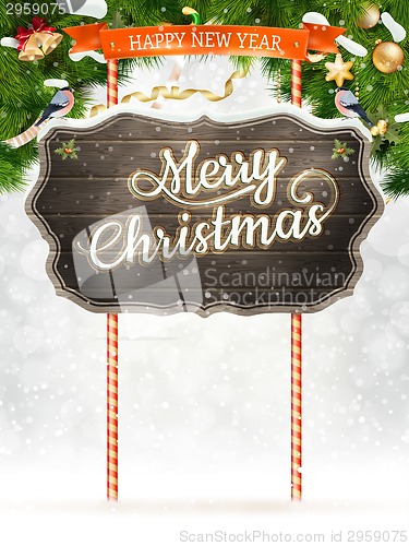 Image of Christmas vintage greeting card. EPS 10