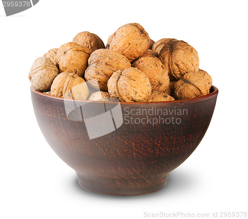 Image of Clay Bowl Full Of Walnuts