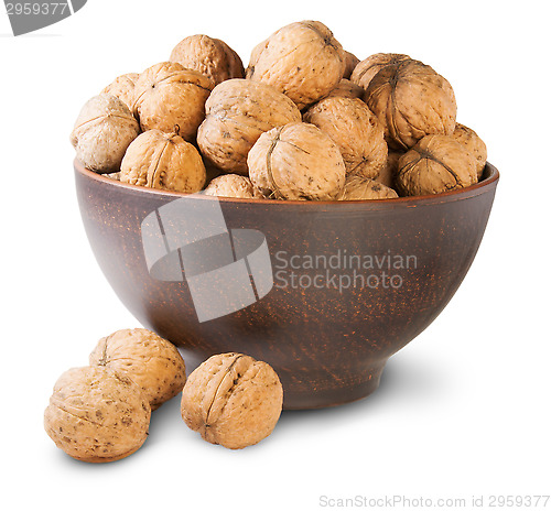 Image of Walnuts In A Clay Bowl