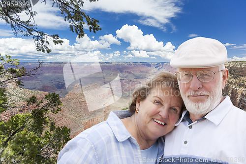 Image of Happy Senior Couple Posing on Edge of The Grand Canyon