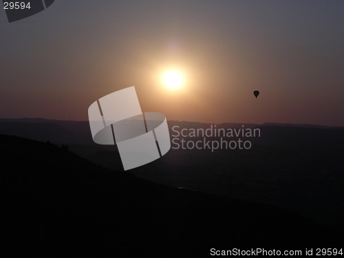 Image of balloon in the sunset
