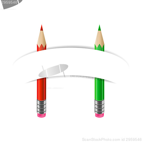 Image of Two colored pencils and paper banner