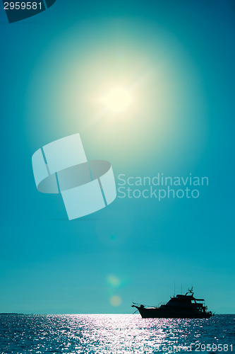 Image of Modern luxurious yacht silhouette in the tropical sea. Thailand