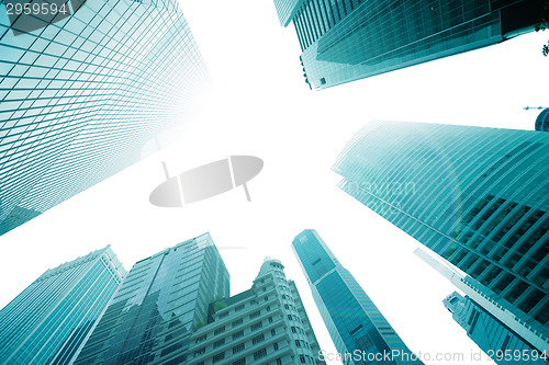 Image of Tops of skyscrapers against the sky