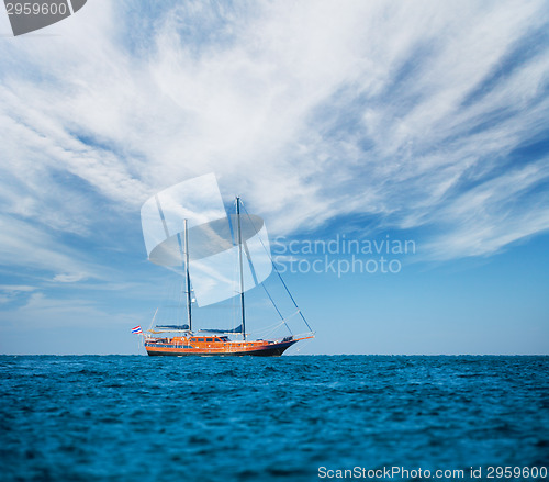 Image of Wooden old ship on the high seas