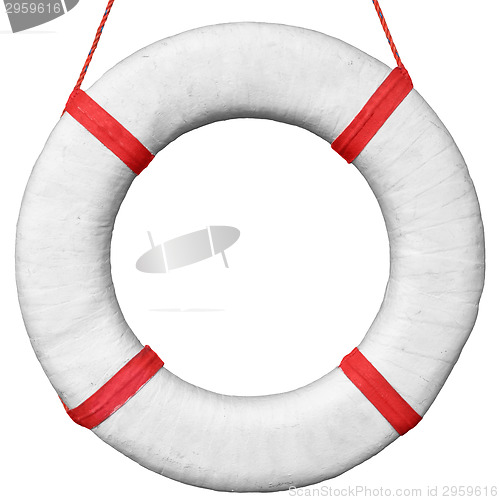 Image of Old vintage lifebuoy isolated on a white background